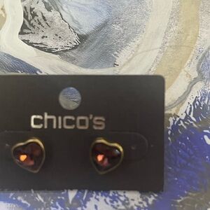 New Chico's Purple/Wine Heart Stud Earings